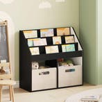 vidaXL Kinderen Boekenkast Zwart 72,5 x 29,5 x 69 cm Bewerkt, Huis en Inrichting, Woonaccessoires | Krantenbakken en Lectuurbakken