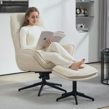 HOMCOM Armchair Living Room with Feet, Ribbed Velvet swivel, Verzenden, Nieuw