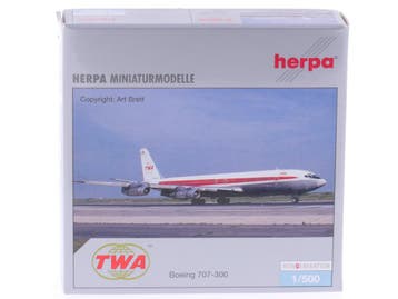 Schaal 1:500 Herpa 510264 TWA - Trans World Airlines Boei..., Ophalen of Verzenden, Zo goed als nieuw