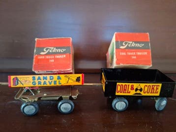 Tekno - Speelgoed voertuig 2 vintage Tekno trailer - Sand &