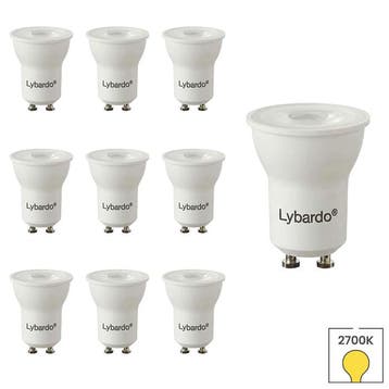 Set van 10 LED spots GU10 | MR11 – GU11 spot 35 mm | 3 watt, Verzenden, Nieuw, Bajonetsluiting, Overige typen
