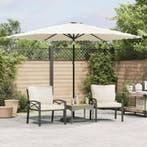 vidaXL Parasol met stalen paal 288x288x225 cm wit, Tuin en Terras, Verzenden, Nieuw, 2 tot 3 meter