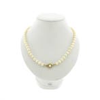 Vintage parelcollier met gouden slot (Ketting), Sieraden, Tassen en Uiterlijk, Kettingen, Gebruikt, Overige kleuren, Ophalen of Verzenden