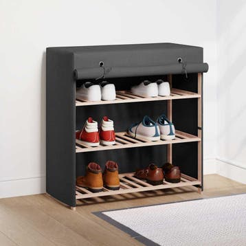 vidaXL Schoenenkast met hoes 79x40x80 cm stof grijs, Verzenden, Nieuw