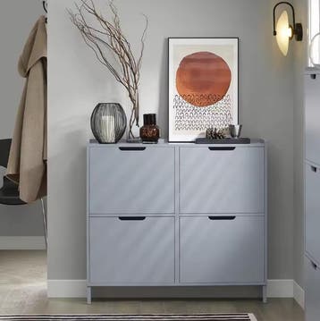 Smalle Schoenenkast met 4 Kleppen – 8-Vaks Wit Schoenenrek, Verzenden, Nieuw