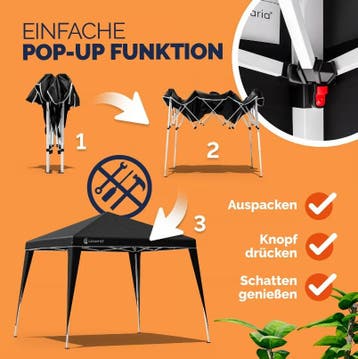 Paviljoen Capri Zwart 3x3m UV-bescherming 50+ (3x3 meter), Verzenden, Nieuw