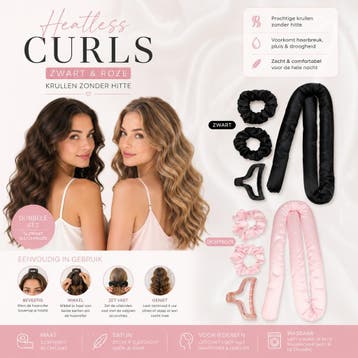 Styling Tool - Heatless Curls - Haarkrullen Set - Zwart Roze, Nieuw