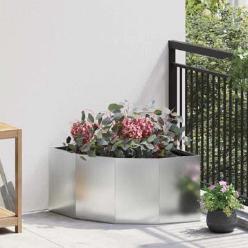 vidaXL Hoek Plantbak Zilver 60 x 60 x 35 cm Gegalvaniseerd, Verzenden, Nieuw, Metaal, 60 tot 100 cm