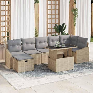 vidaXL Tuin Sofa Set 8 st poly rattan, Verzenden, Nieuw, Rotan, 8 zitplaatsen
