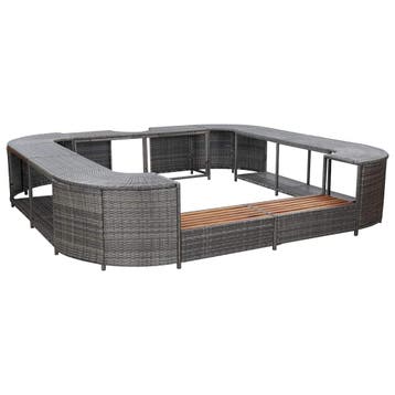 vidaXL Spa-ombouw vierkant 268x268x55 cm poly rattan grijs, Verzenden, Nieuw