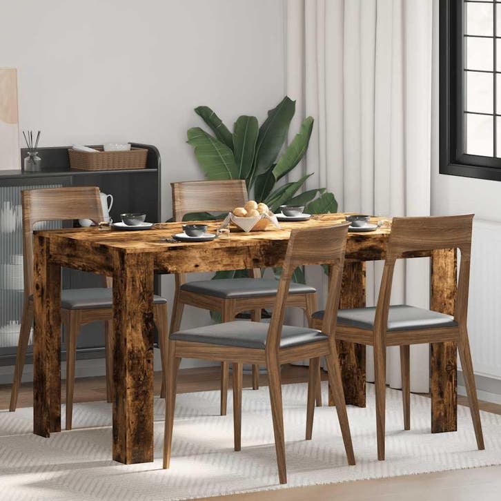 vidaXL Eettafel 140x74,5x76 cm bewerkt hout gerookt, Huis en Inrichting, Tafels | Eettafels, Nieuw, Verzenden