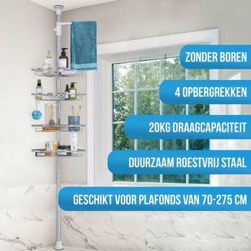 2dekans | Strex Doucherek RVS - Verstelbaar 70-275 cm - 4, Ophalen of Verzenden, Zo goed als nieuw