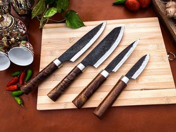 Keukenmes - Kitchen knife set - 719 - Staal, Hout,