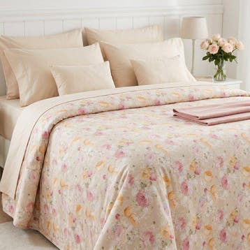 BA233 - Sprei met bloemen - Klaar voor gebruik - Roze, Geel,