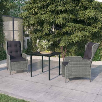vidaXL 3-delige Tuinset lichtgrijs, Verzenden, Nieuw, 2 zitplaatsen, Tuinset