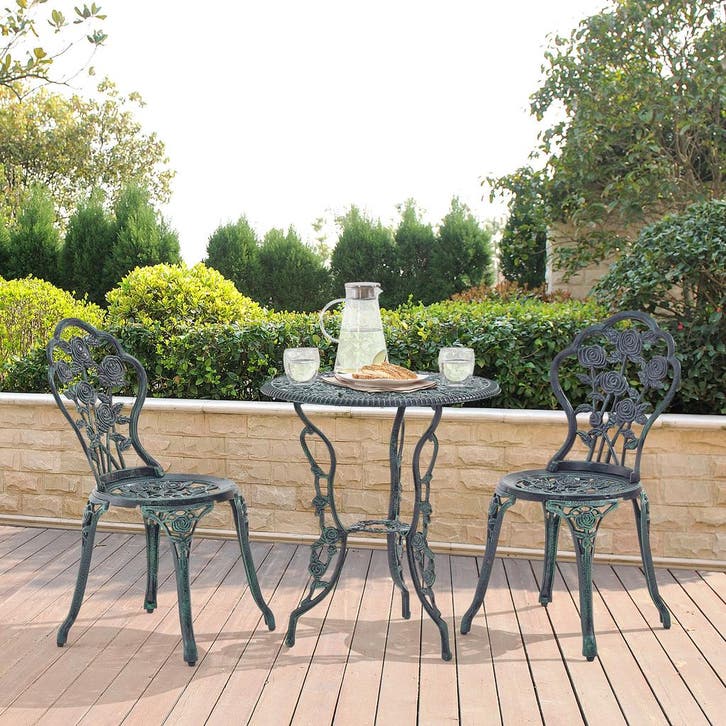 Bistroset balkonset gietijzer tuintafel en 2 tuinstoelen gro, Tuin en Terras, Tuinsets en Loungesets, Verzenden