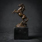 Beeld, Naar A.Barge: Steigerend paard - 21.8 cm - Brons,, Antiek en Kunst