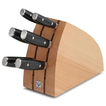Yaxell Ran Messenset – 7-delig – Beukenhouten Messenblok, Ophalen of Verzenden, Nieuw, Hout