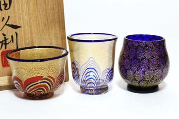 Hisatoshi Iwata (  ) - Beker - Art Glass Sake Cups (Set