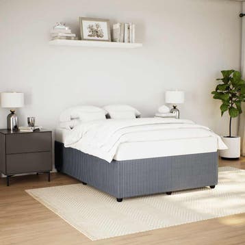 vidaXL Bedframe zonder matras 140x190 cm fluweel donkergrijs, Verzenden, Nieuw, Tweepersoons, 140 cm