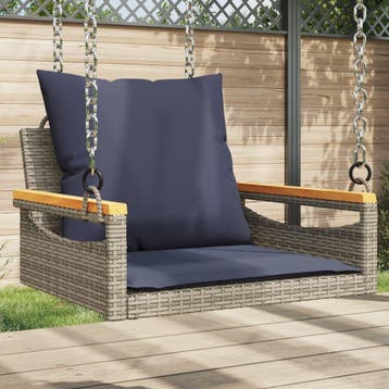 vidaXL Schommelbank met kussens 63x62x40 cm poly rattan, Tuin en Terras, Tuinbanken, Verzenden, Nieuw
