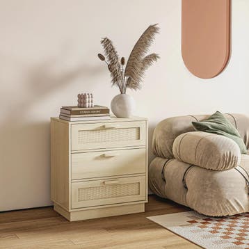 Bohemian Ladekast met 3 Lades en Rotan Fronten - Stijlvolle, Verzenden, Nieuw