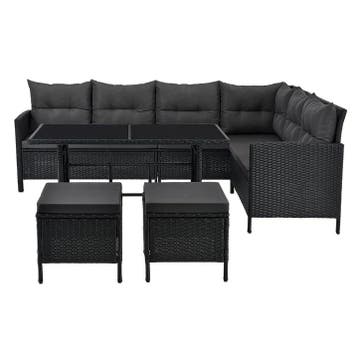 Loungeset Manacor - Zwart - Incl. Kussens, Verzenden, Nieuw