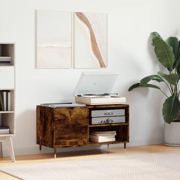 vidaXL Platenkast 85x38x48 cm bewerkt hout gerookt, Verzenden, Nieuw