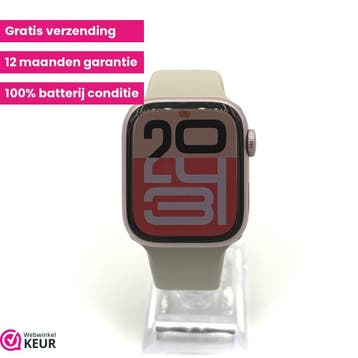 Apple Watch Serie 9 41mm pink | 100% batterij | Garantie, Stappen, Verzenden, IOS, Zo goed als nieuw