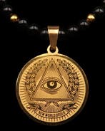 obsidiaan - Vrijmetselaarscollier - Goddelijke Oog - Geest