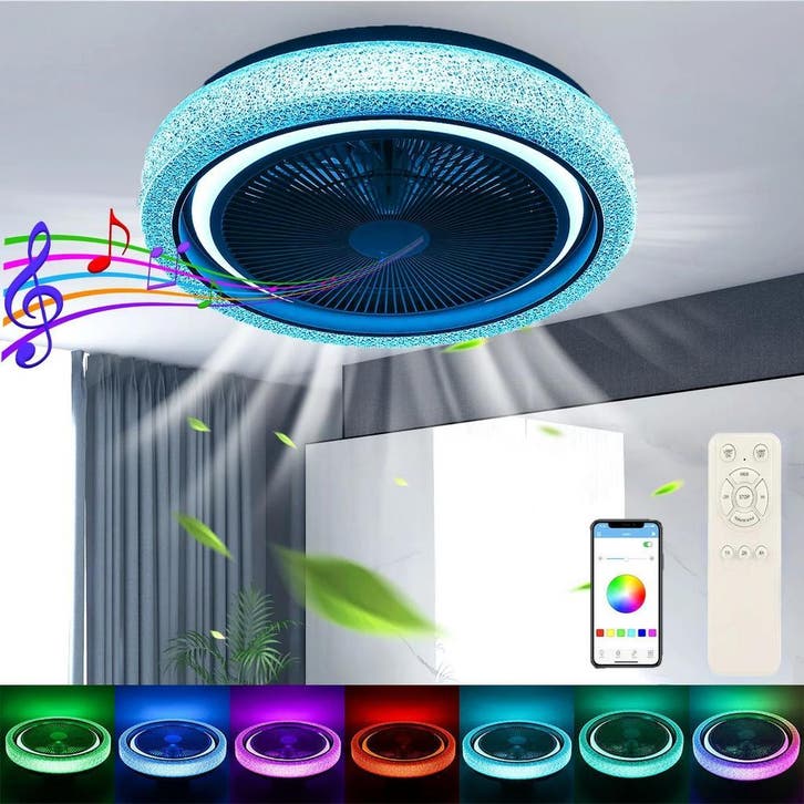 Bluetooth LED Plafondventilator RGB met Muziek, Huis en Inrichting, Lampen | Plafondlampen, Nieuw, Verzenden