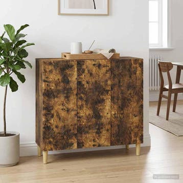 vidaXL Dressoir Gerookt eiken 89 x 34,5 x 80 cm Bewerkt hout, Huis en Inrichting, Verzenden, Nieuw, Overige houtsoorten, Minder dan 50 cm