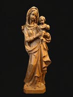 Beeld, Heilige Maria met kindje Jezus - 26.5 cm - Hout, Antiek en Kunst