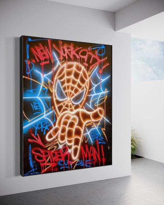 Outside313 - Spider Man - New York city - Neon black edition, Antiek en Kunst, Kunst | Schilderijen | Modern