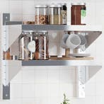 vidaXL Wandschap 2-laags 50x23,5x48 cm roestvrijstaal, Verzenden, Nieuw