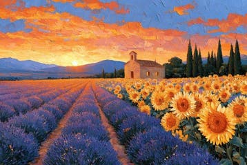 Iconica - Provence: Lavender and Sunflower Dawn - unique 1/1