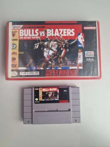 SNES - Bulls Vs Blazers and the NBA Playoffs - USA - Plas..., Spelcomputers en Games, Games | Nintendo Super NES, Ophalen of Verzenden