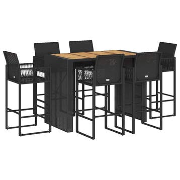 vidaXL 7-delige Tuinbarset zonder kussens poly rattan acacia, Verzenden, Nieuw, 6 zitplaatsen