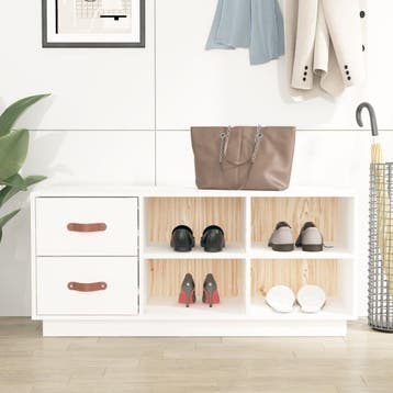 vidaXL Schoenenbank 100x34x45 cm massief grenenhout wit, Huis en Inrichting, Verzenden, Nieuw