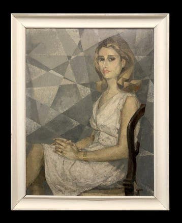 École Espagnole (1970s) - Portrait en Robe de Cocktail