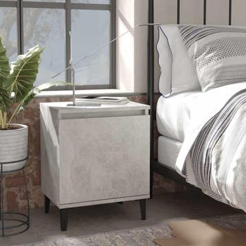 vidaXL Nachtkastje met metalen poten 40x30x50 cm betongrijs, Minder dan 45 cm, Verzenden, Nieuw, Minder dan 55 cm