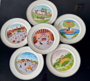 Villeroy & Boch - Laplau - Bord (6) - Keramiek - Plas 26.5d, Antiek en Kunst