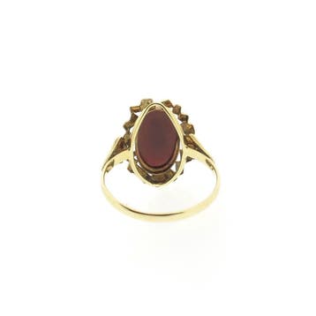 Vintage gouden ring met carneool, Gebruikt, 19 tot 20, Ophalen of Verzenden, Met edelsteen