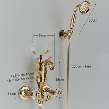 Luxe Gouden Zwanen Douchekraan Set met Baduitloop en Kristal, Verzenden, Nieuw