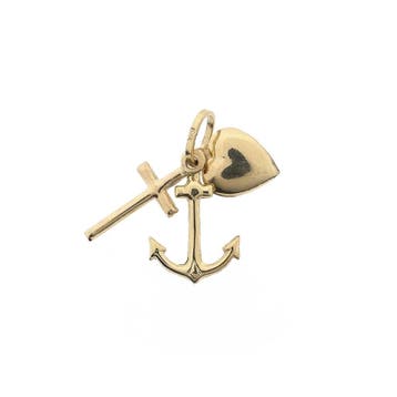 Gouden hanger; Geloof hoop en liefde. (Hanger of bedel), Ophalen of Verzenden, Gebruikt, Goud, Overige merken