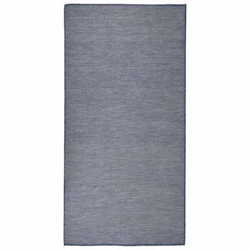 vidaXL Buitenkleed platgeweven 100x200 cm blauw, Verzenden, Nieuw, Blauw