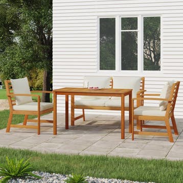 vidaXL 4-delige Tuinset met kussens massief acaciahout, Tuin en Terras, Tuinsets en Loungesets, Verzenden, Nieuw, Hardhout, Tuinset