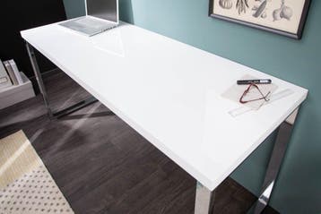 Modern Bureau WIT BUREAU 160cm Witte Hoogglans Bureautafel -, Ophalen of Verzenden, Nieuw