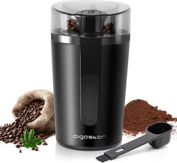 Koffiemolen elektrisch - Koffiemaler - 200W - Zwart - Aigost, Verzenden, Zo goed als nieuw