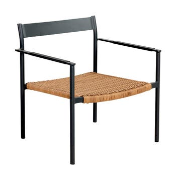 *WOONWINKEL* Tuin Lounge Stoel Zwart Aluminium Rotan, Verzenden, Nieuw, Kunststof